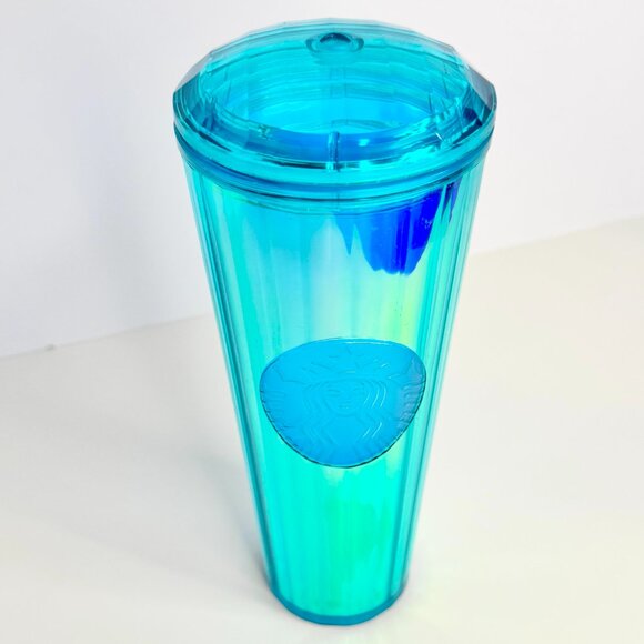 Starbucks Summer 2021 Blue Iridescent Dome Top Cold Cup Tumbler Venti 24oz - Picture 2 of 2